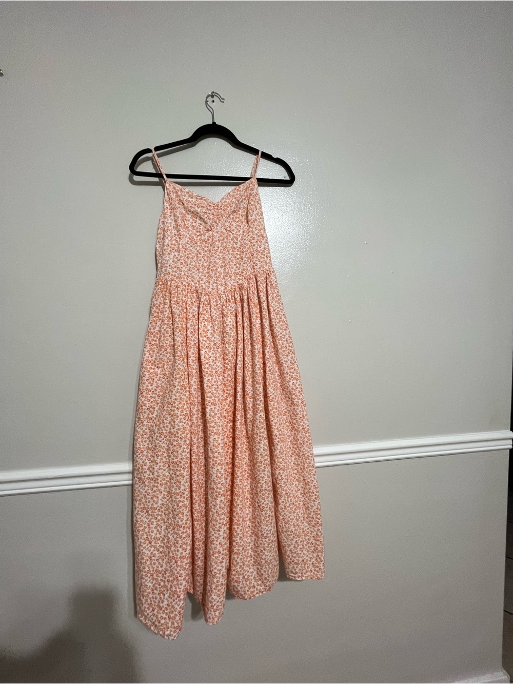 American Eagle Outfitters Peach and White Floral Smocked Dress - Picture 2 of 4